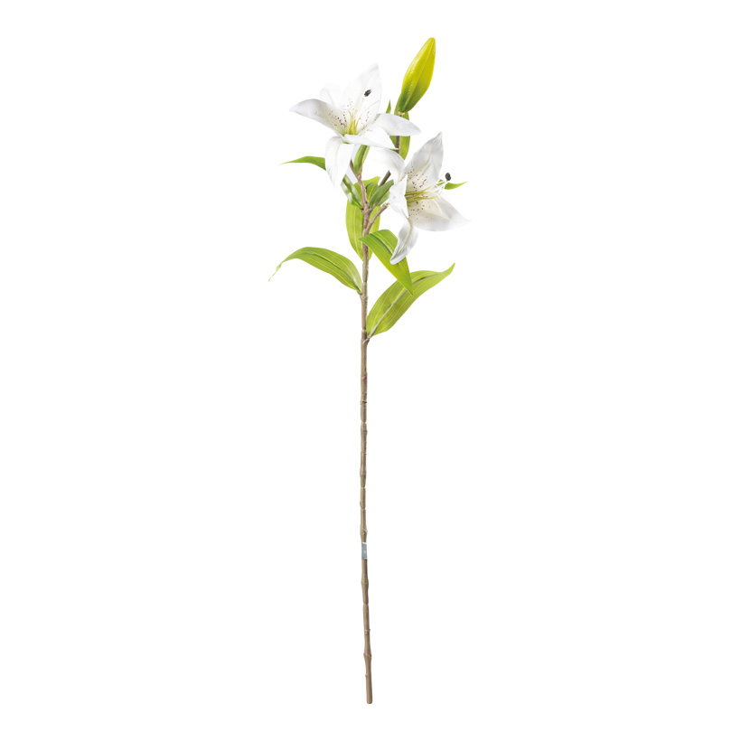 Lilie am Stiel, 75cm Stiel: 43cm 3-fach, aus Kunststoff/Kunstseide, biegsam, 2 Blüten, 1 Knospe