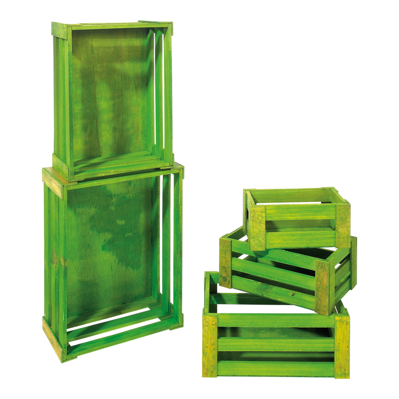 Crates von 37x28.5x15.5cm bis 21x12.5x9.5 cm, wood, 5 pcs./set, nested