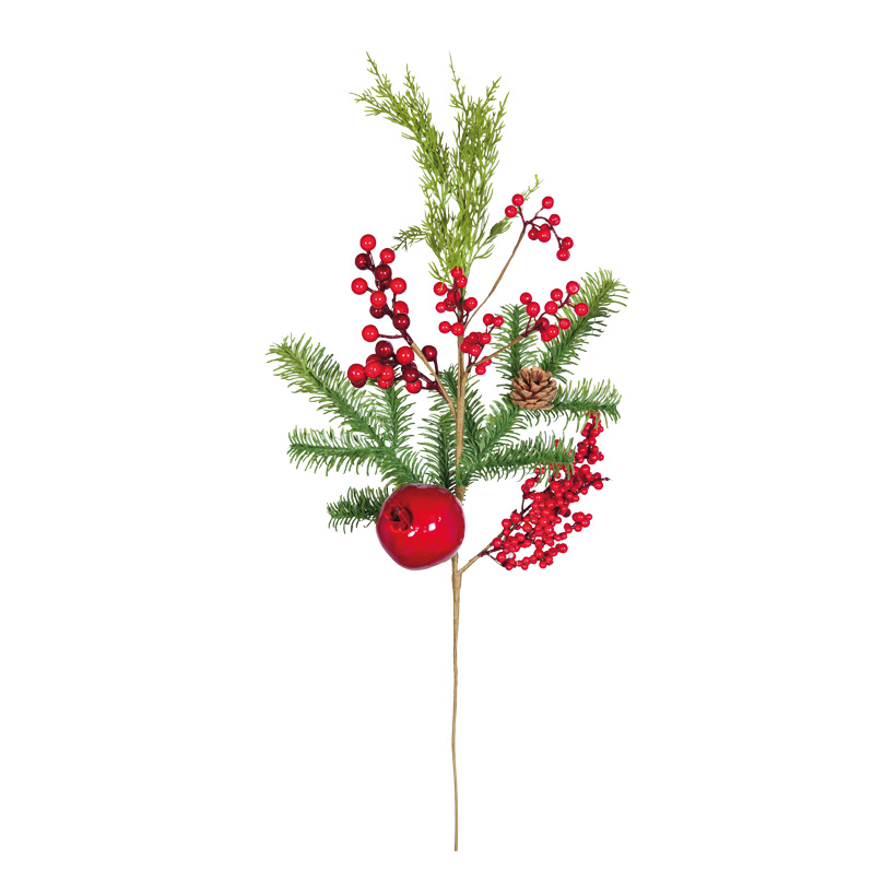 Branche de sapin, 80x25cm Stiel: 35cm en plastique/polystyrène, décoré, flexible