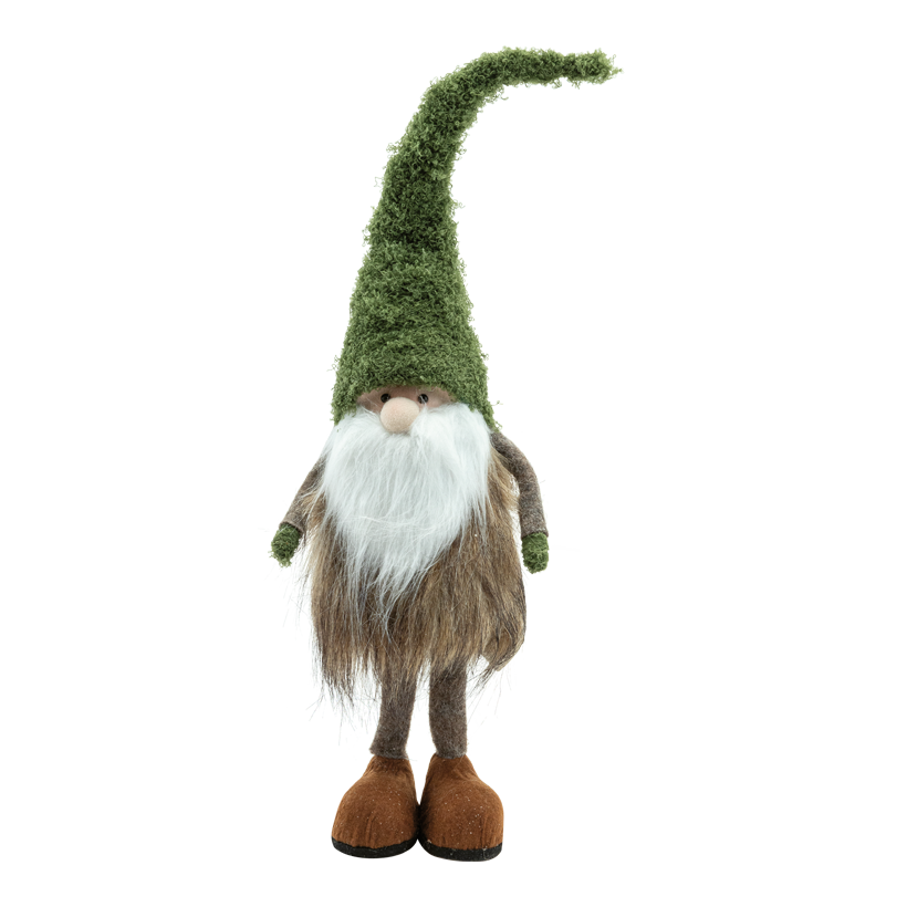 Gnome, 65x17x12cm out of styrofoam/textile, standing, glittering, arms flexible