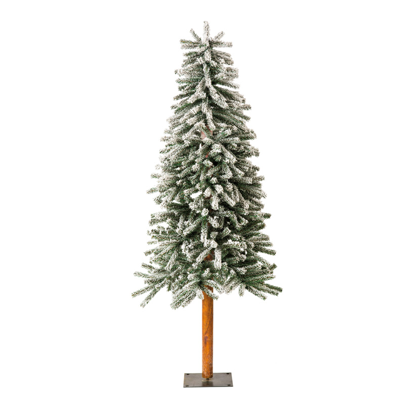 Tannenbaum, 180cm Ø70cm schlank, mit Metallfuß, beschneit, 863 Tips, mehrteilig