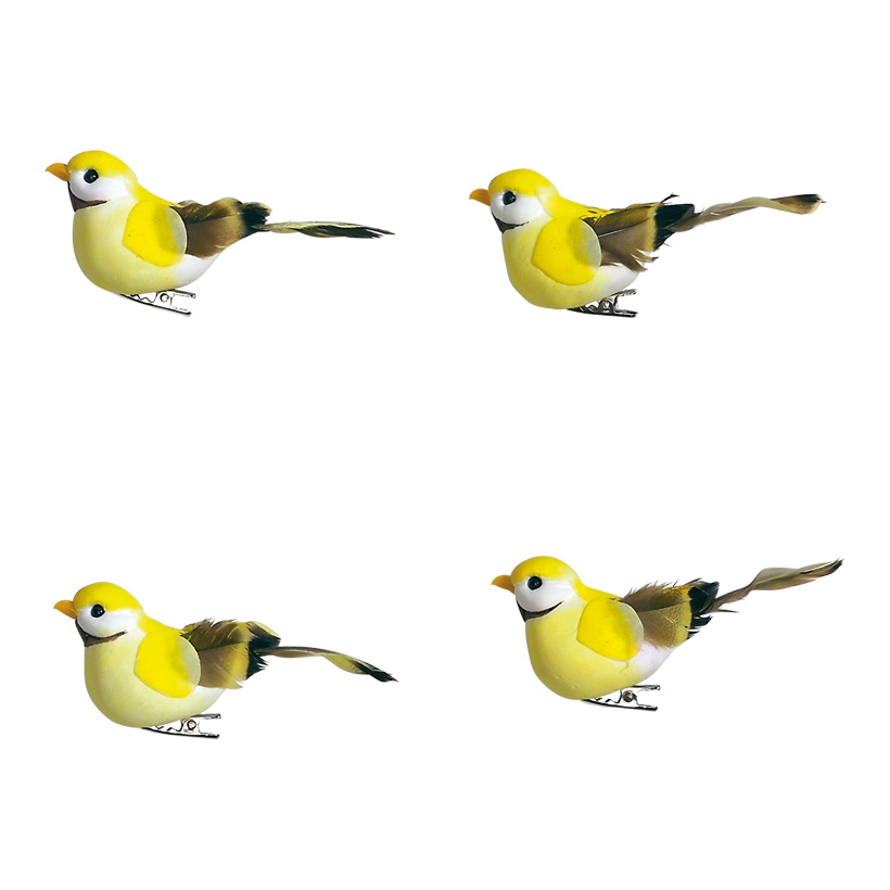 # Birds 9,5x3,5 x4,5 cm foam/feathers, 4 pcs./set