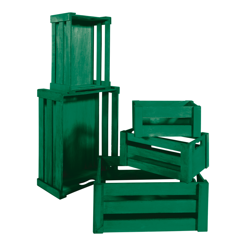 Crates von 37x28.5x15.5cm bis 21x12.5x9.5 cm, wood, 5 pcs./set, nested