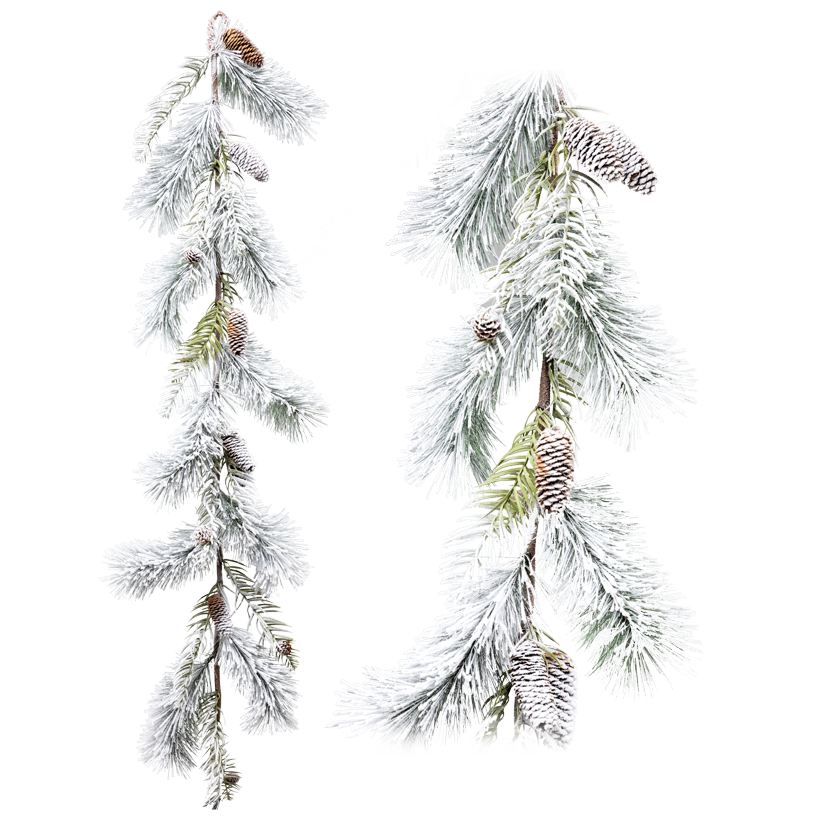 Fir garland, 150x35cm out of plastic, one-sided, snowed, with cones, flexible