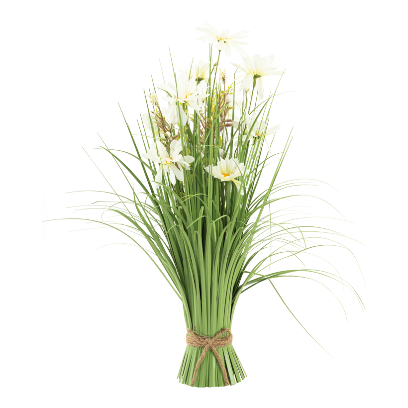 Bundle of grass with daisy flowers, 50cm Fuﬂ: Ø 8cm, Breite: 30cm out of plastic/artificial silk