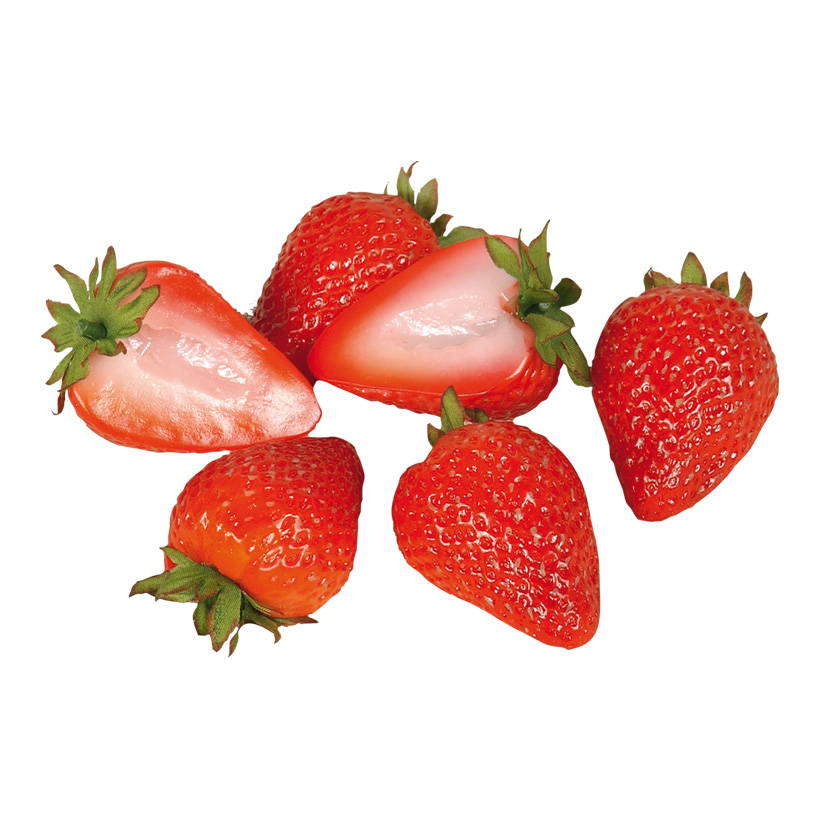 # Erdbeerhälften, 6cm, 6Stck./Btl., Kunststoff