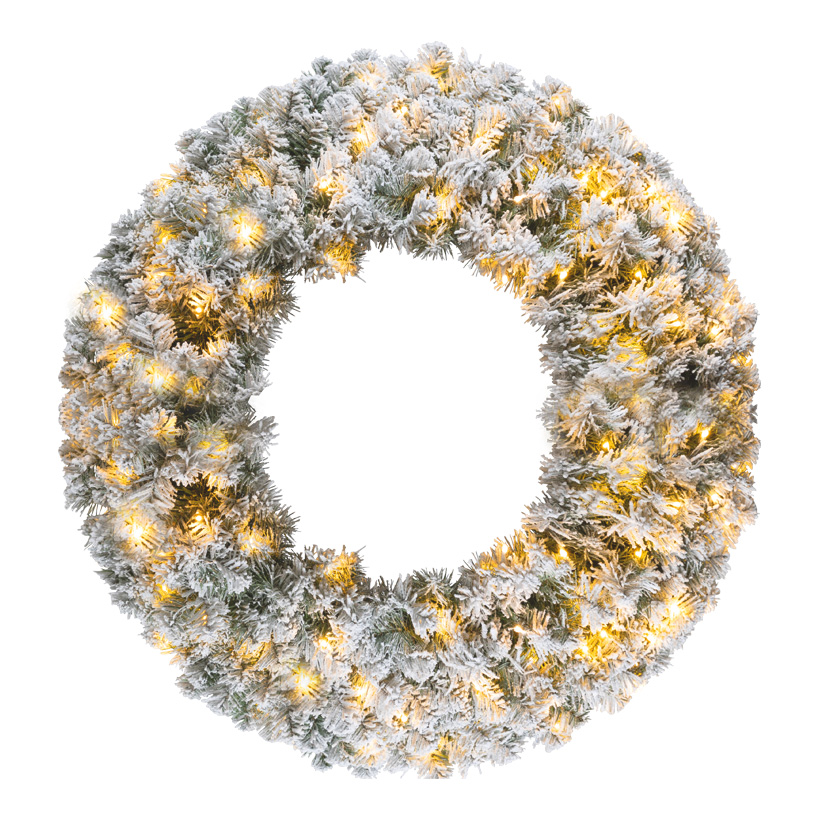 Couronne de sapin, Ø 90cm avec 100 LED blanc chaud, 440 tips, en plastique