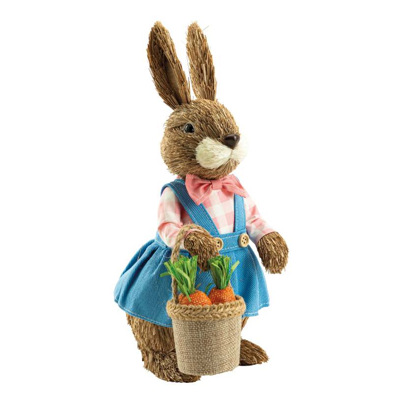 Hase mit Kleid, 32x12cm aus Kunstfaser/Styropor/Stroh, stehend