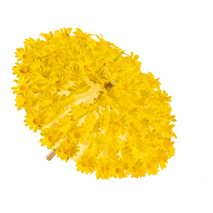 Schirm mit Margeriten, Ø 30cm aus Bambus/Papier/Kunstseide