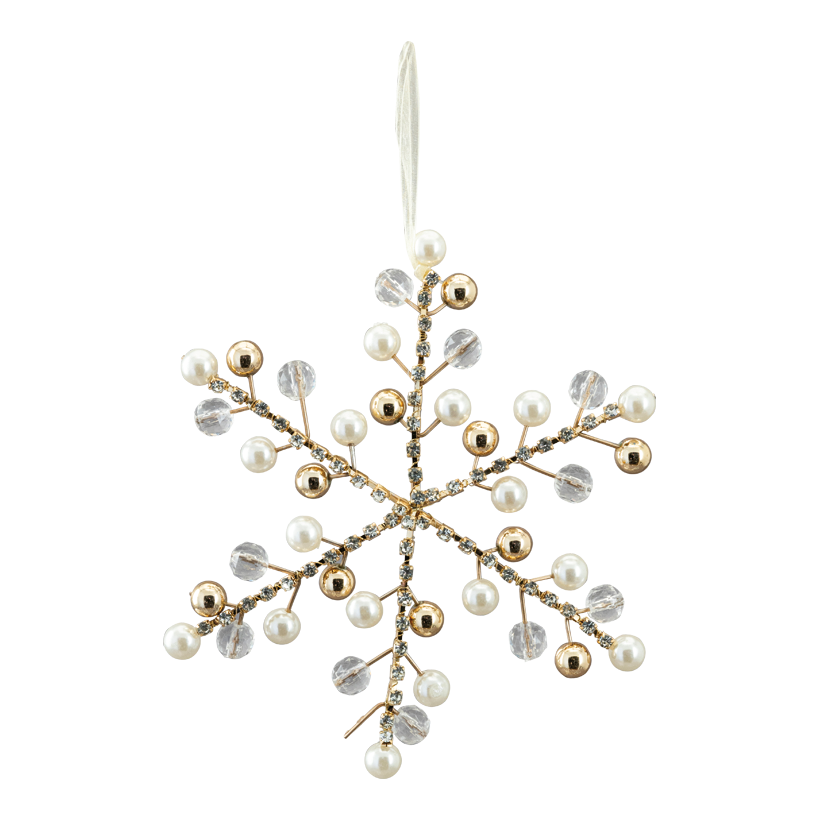 Perlen Schneeflocke, 20cm aus Kunststoff, mit Hänger