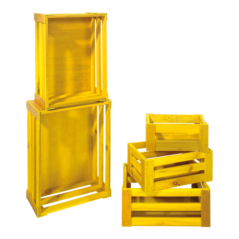 Crates von 37x28.5x15.5cm bis 21x12.5x9.5 cm, wood, 5 pcs./set, nested