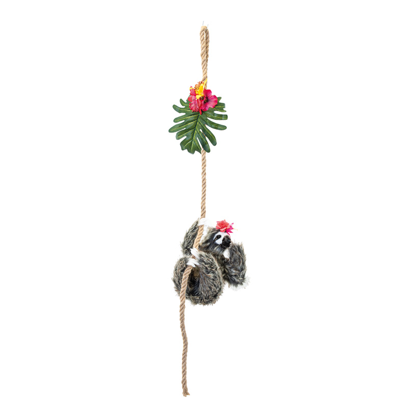 Rope garland, L: 100cm decorated with flowers, with climbing sloth