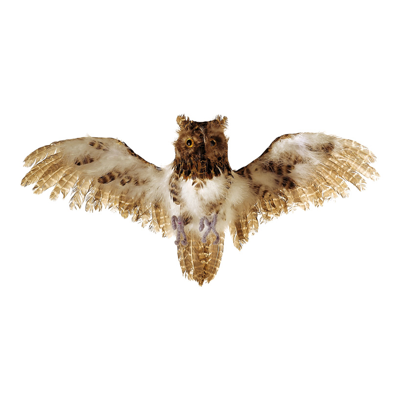 Owl, flying, 55x30cm, polyfoam with feathers