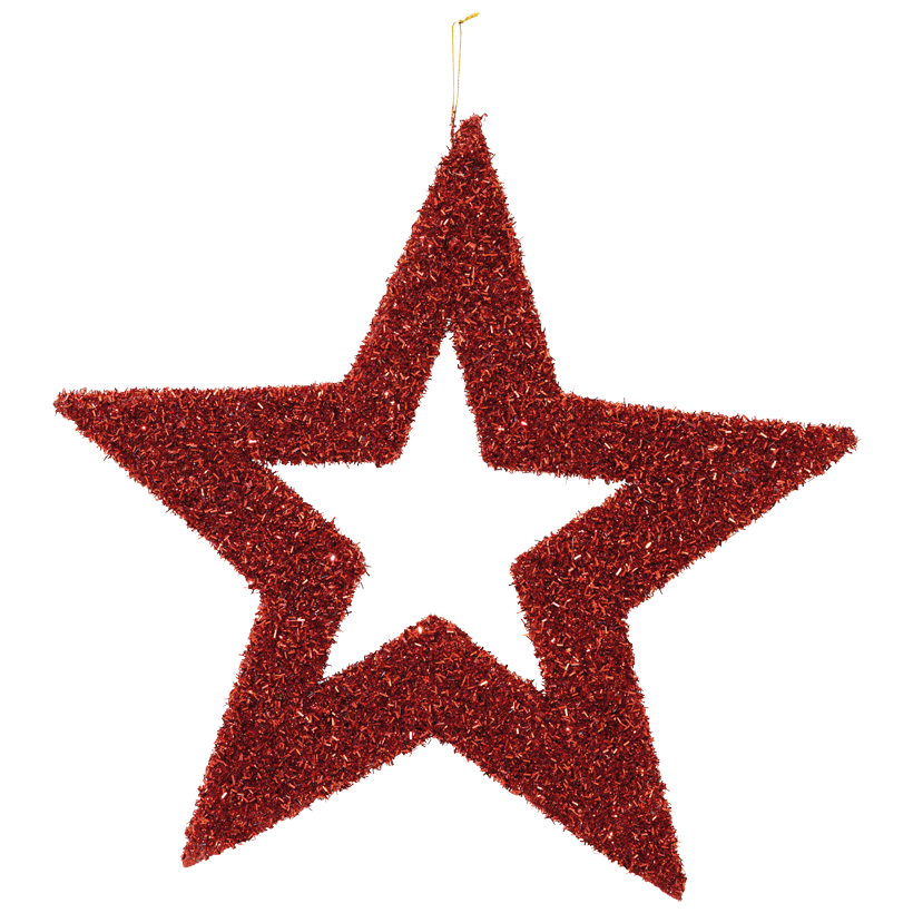Star contour, Ø 40cm out of styrofoam, with tinsel glitter