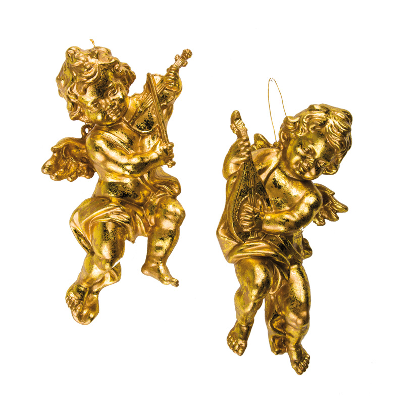 Cherubs, H: 27cm set of two, with violines & hanger