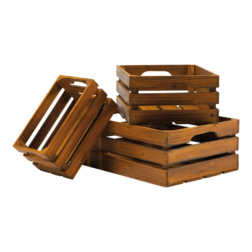 Caisses en bois en set, 40x30x15cm, 30x25x14cm 25x15x12,5cm 3-fois, en bois de sapin, s'emboîtant les uns dans les autres