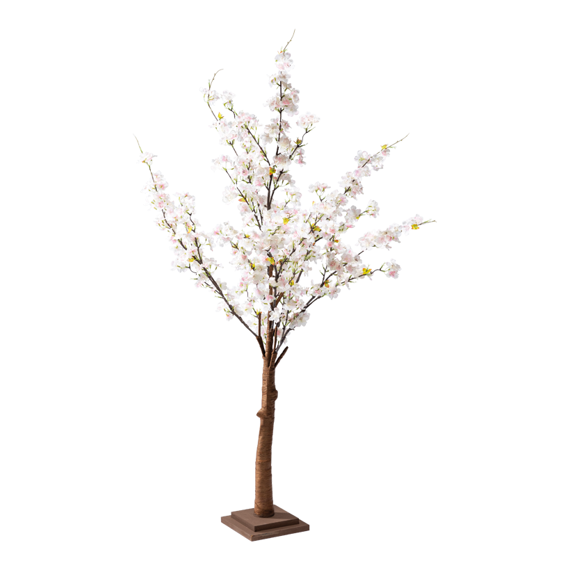 Kirschblütenbaum, 120cm MDF Holzfuß: 17x17x3,5cm Stamm aus Hartpappe, Blüten aus Kunstseide