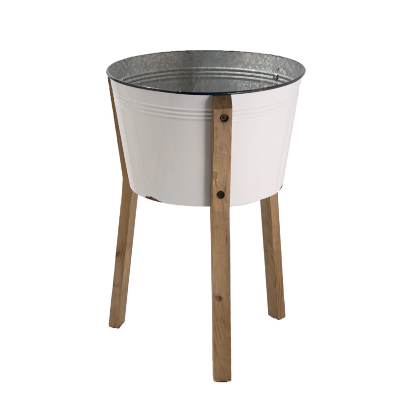 # Metal bucket with wooden foot, 65cm Ø 42cm opening