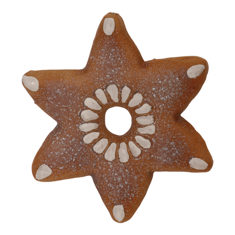 Gingerbread star, 25x25cm, styrofoam, with nylon hanger