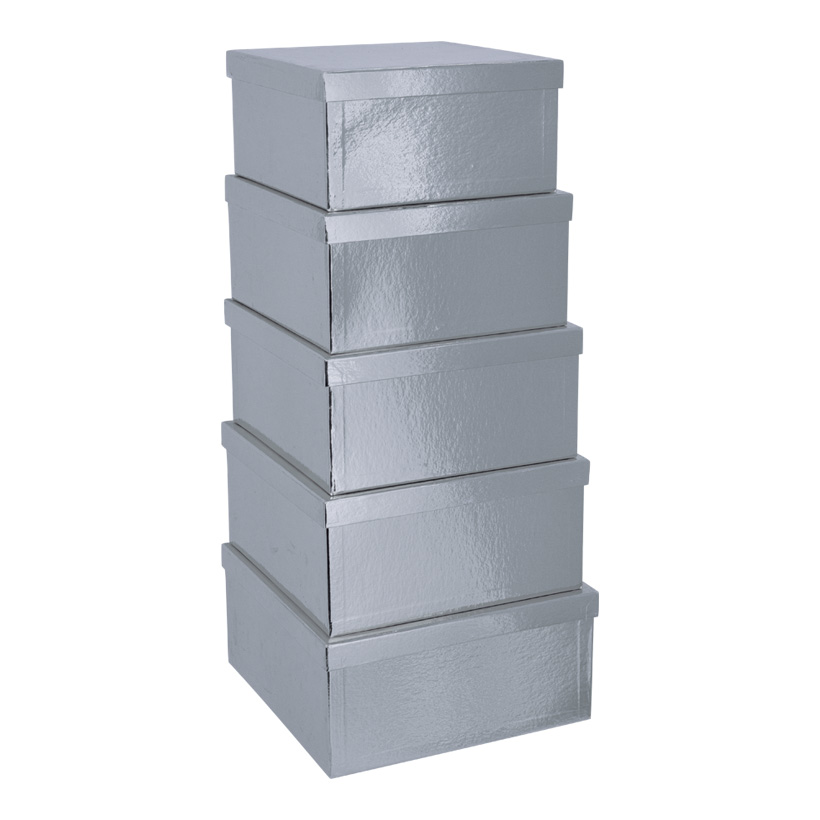 Boites, 27,5x27,5x14cm - 33,5x33,5x16cm, 5 pcs./set, carrée, assemblable, carton