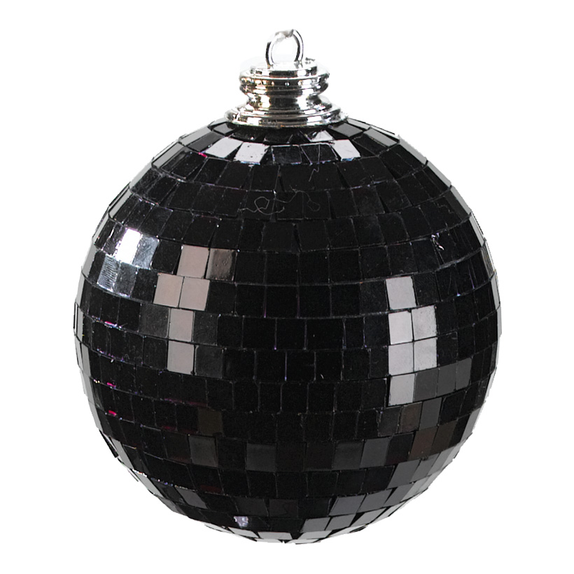 Mirror ball, black 100g, Ø 10cm, styrofoam with glass discs