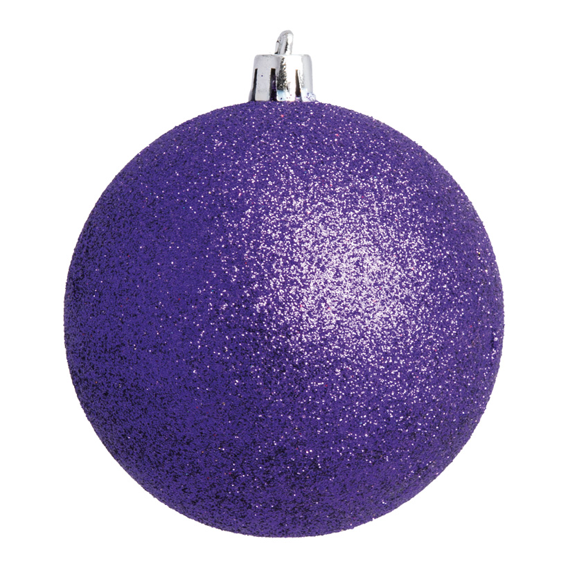 Weihnachtskugel, violett glitter, Ø 8cm 6 St./Blister