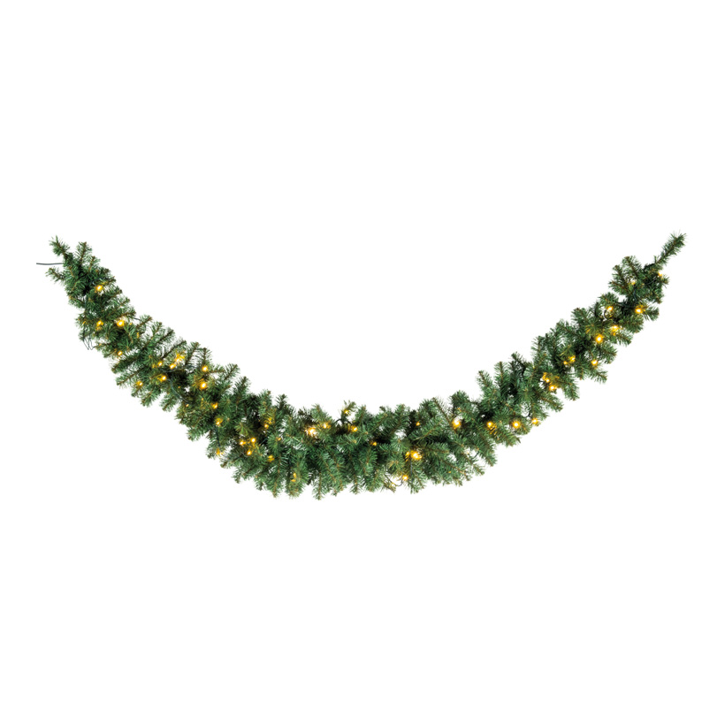 Noble fir swag "Deluxe", 270cm Ø 35cm with 360 tips, 100 LEDs, IP44, for outdoor use