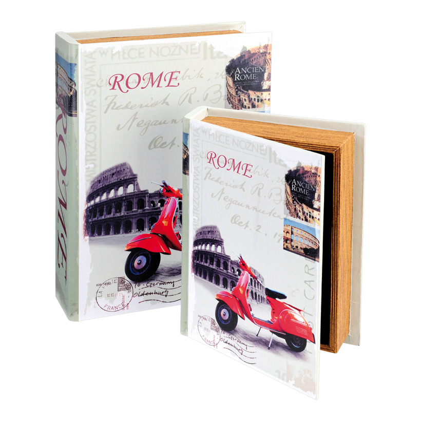 Bücherset "Rom", 23x17x5cm + 30x21,5x7cm, 2Stck./Satz, Leinwanddruck auf Holz