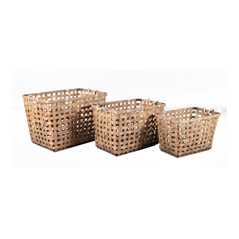 Paniers en bambou, 57x37x38cm, 51x29x33cm, 45x27x28cm, lot de 3, assemblable