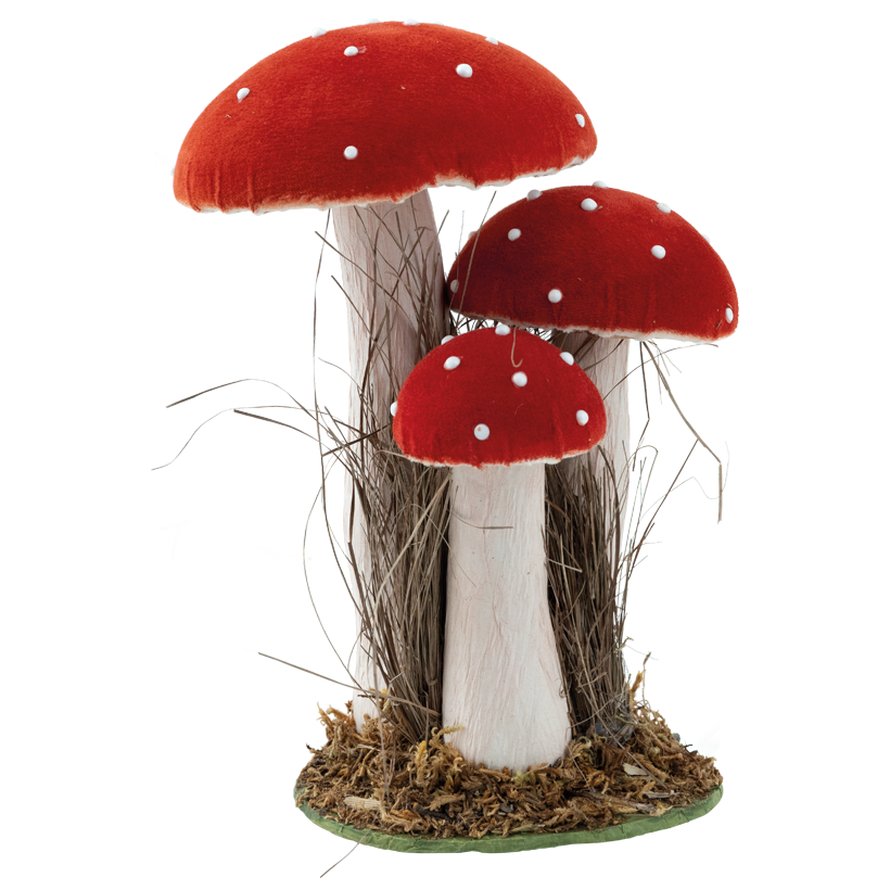 Group of fly agaric, 26x20x14cm 3-fold, out of styrofoam