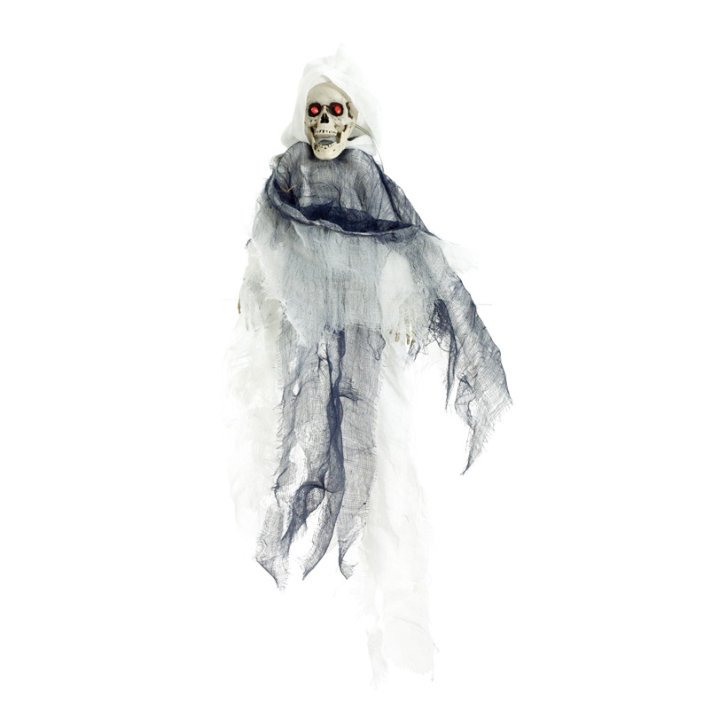Skeleton, 45x50cm, arms are moving, makes sounds, eyes are blinking, 3x AA batteries (not incl.)