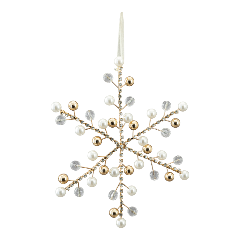 Perlen Schneeflocke, 25cm aus Kunststoff, mit Hänger