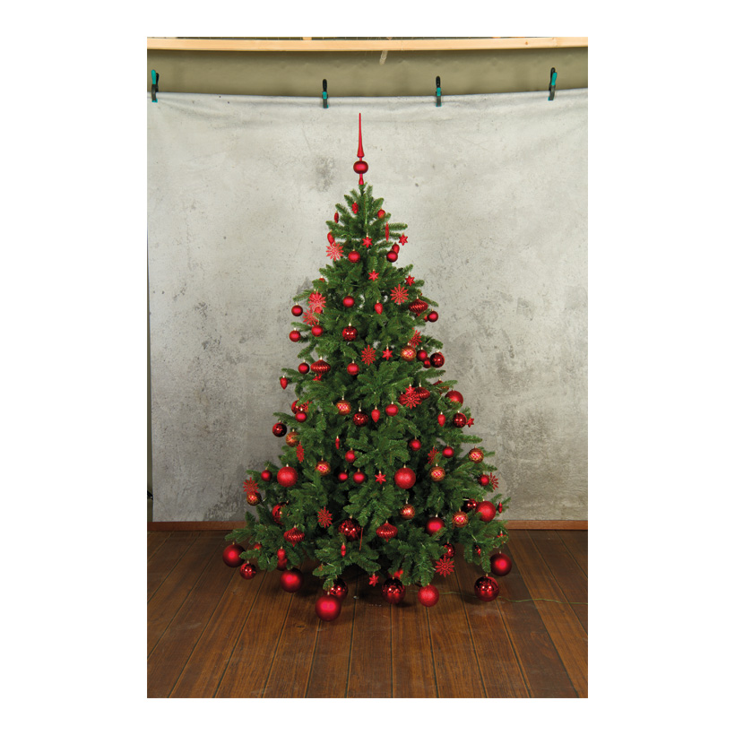Edeltanne, PE/PVC-Mix, 240cm Ø ca. 155cm mit 1.418 Tips (1.259 PVC/159 PE), mit 500 warm weißen LEDs, 3-teilig+Metallständer, 295 Ornamente werden seperat mitgeliefert