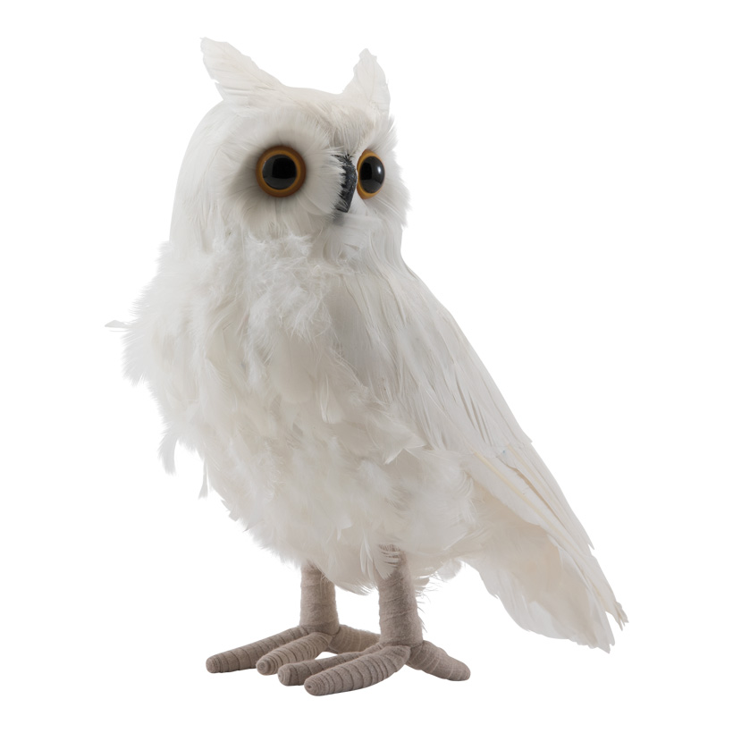 Owl, 20x14x29cm out of styrofoam/feathers, standing
