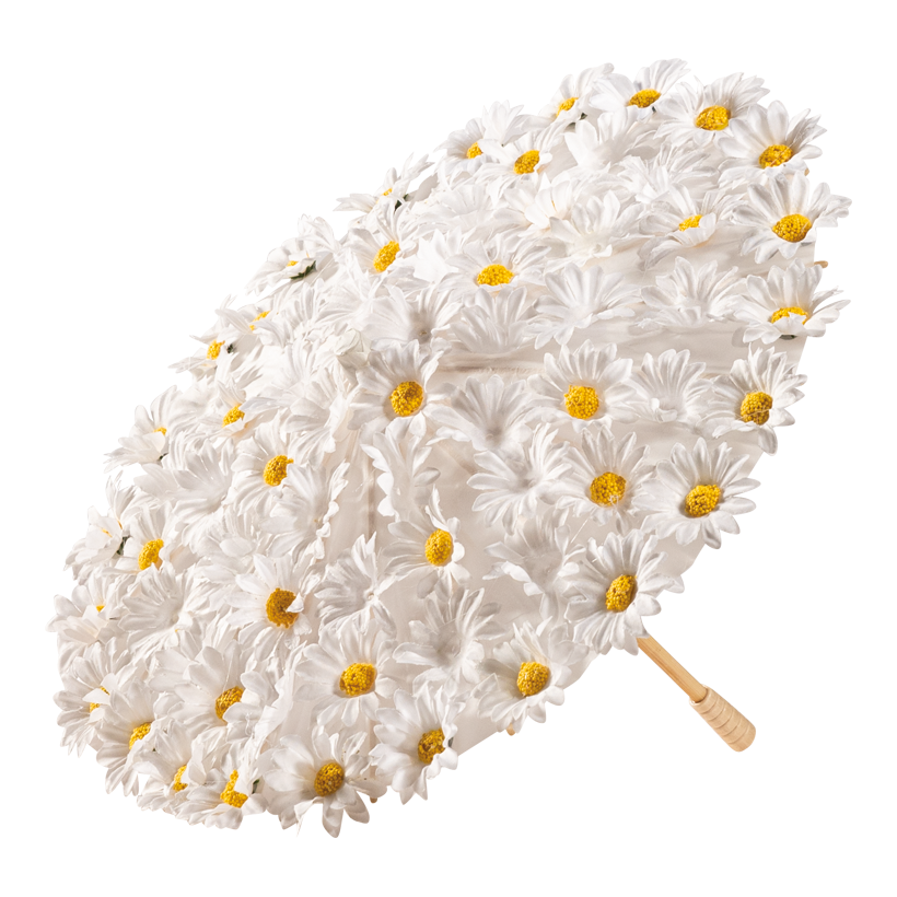 Schirm mit Margeriten, Ø 30cm aus Bambus/Papier/Kunstseide