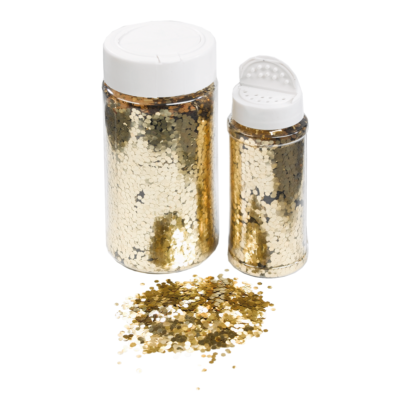 Coarse glitter in shaker can, 110g/can, plastic
