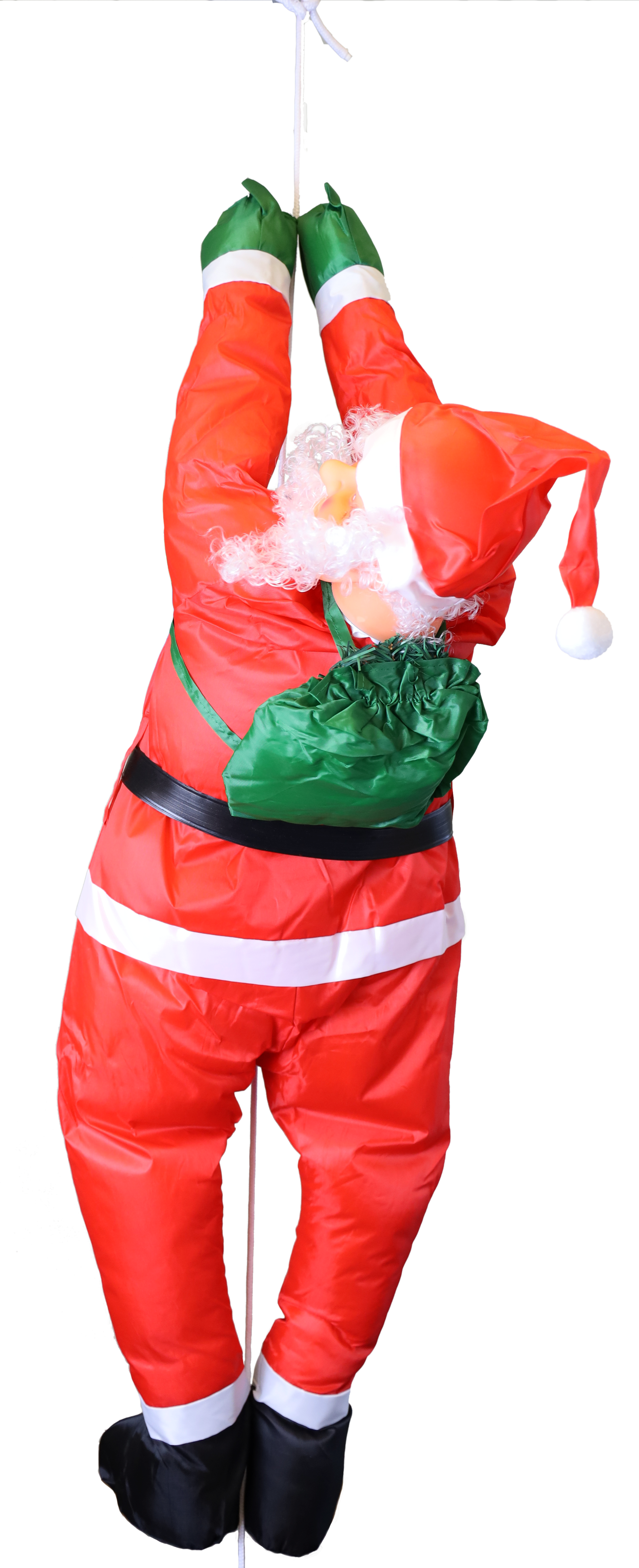 Weihnachtsmann, 120cm kletternd am Seil, 2m, aus Kunststoff