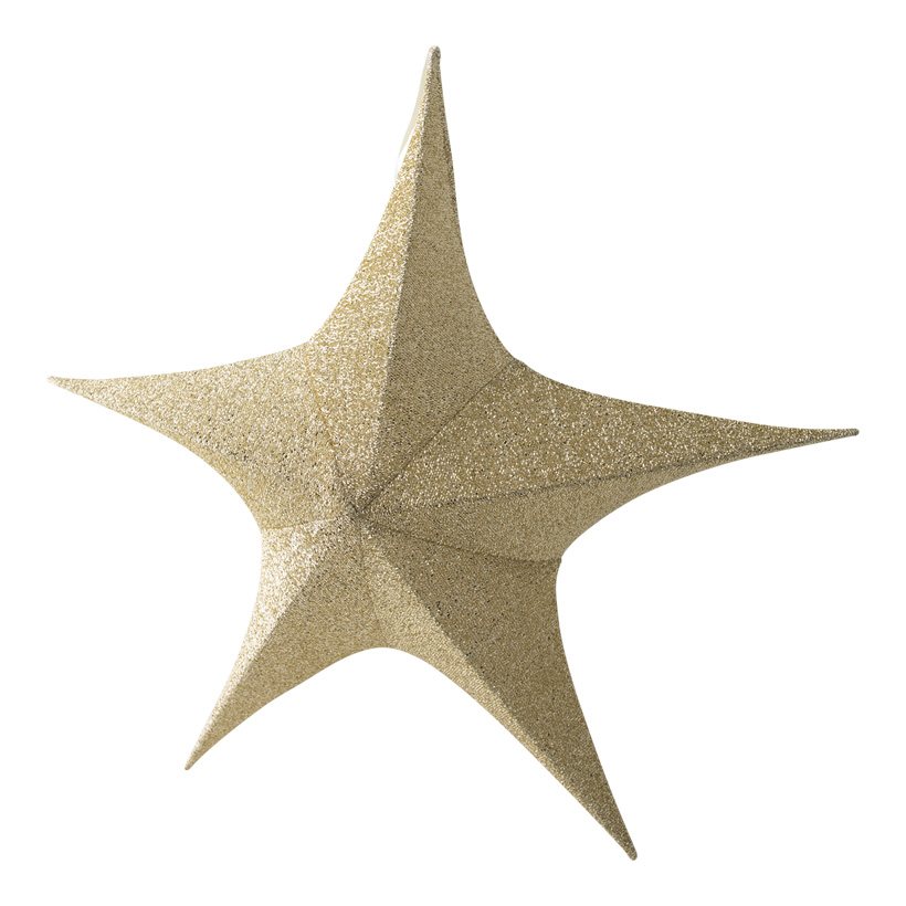 Textile star, 5-pointed, _ 80cm glittering, foldable, with zipper and hanger