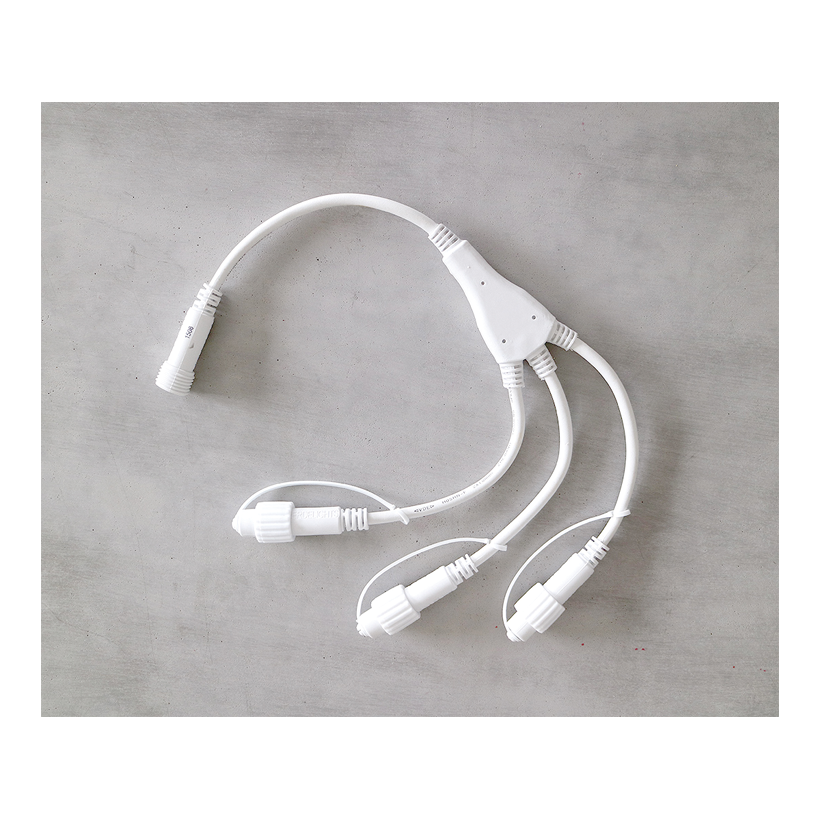 # LED Splitter Kabel, 50cm 3 Anschlüsse, Splitter Kabel aus Gummi für Lichterketten, IP44, für Innen- & Außenbereich, ohne Stecker