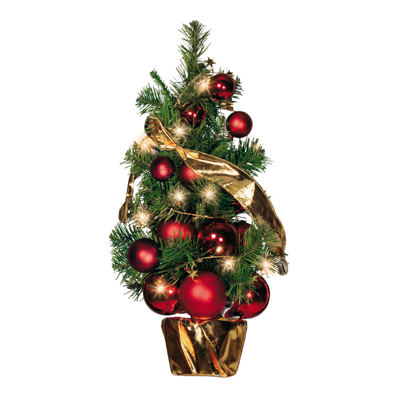 Sapin de Noël, Ø 45cm, décoré, 20 LED, chaud/blanc, Prise: 2,5A, 250V