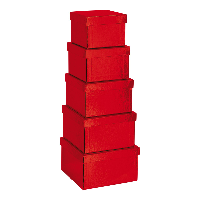 Boxen, 15,5x15,5x10cm - 18,5x18,5x11cm, 5 Stk./Satz, quadratisch, nestend, Pappe