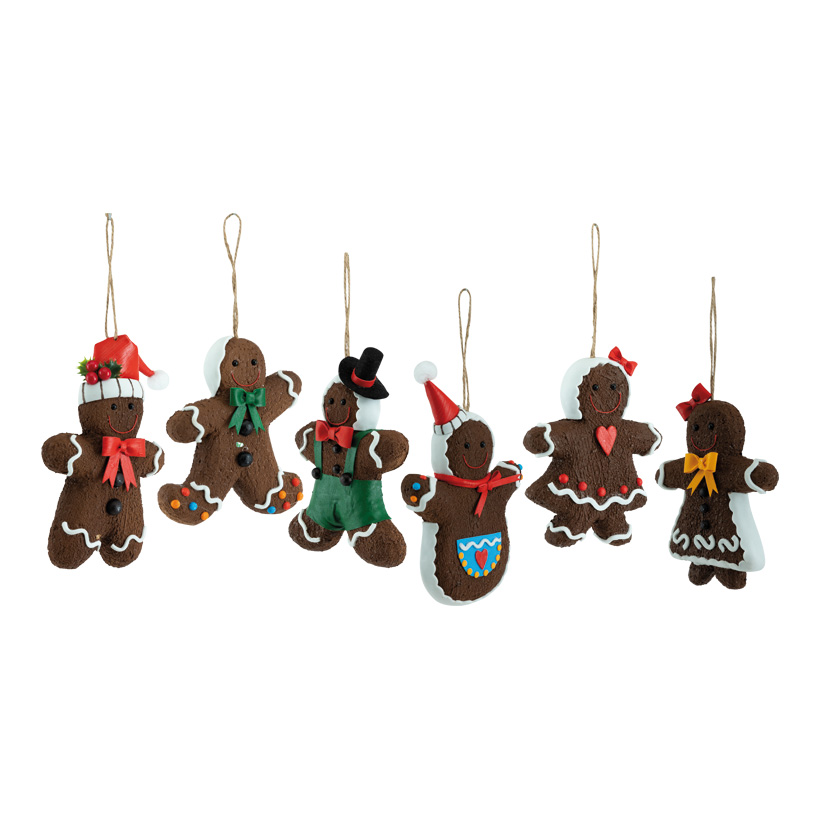 Figurine pain d'épices 20x12x2cm 6 pcs, en polystyrène, à suspendre