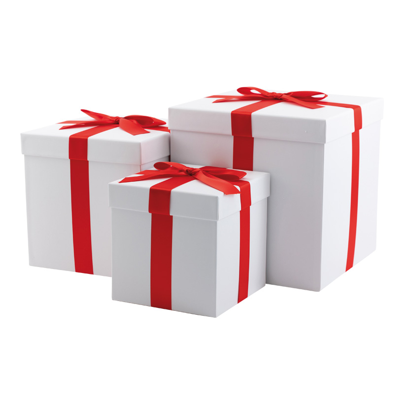 Gift boxes, 30x30x30cm,25x25x25cm 20x20x20cm 3 pcs./set, with satin bow, nested