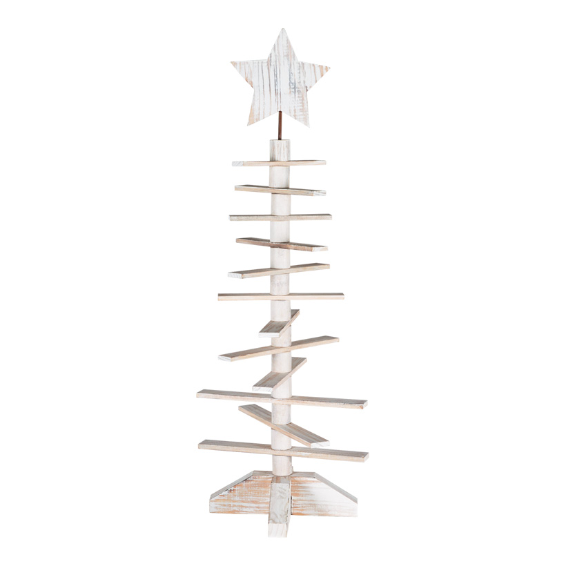 Holzbaum, 95cm, Tannenform, mit 12 Streben+19cm Stern