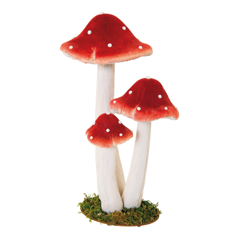 Group of fly agaric 25x17x35cm 3-fold, out of styrofoam