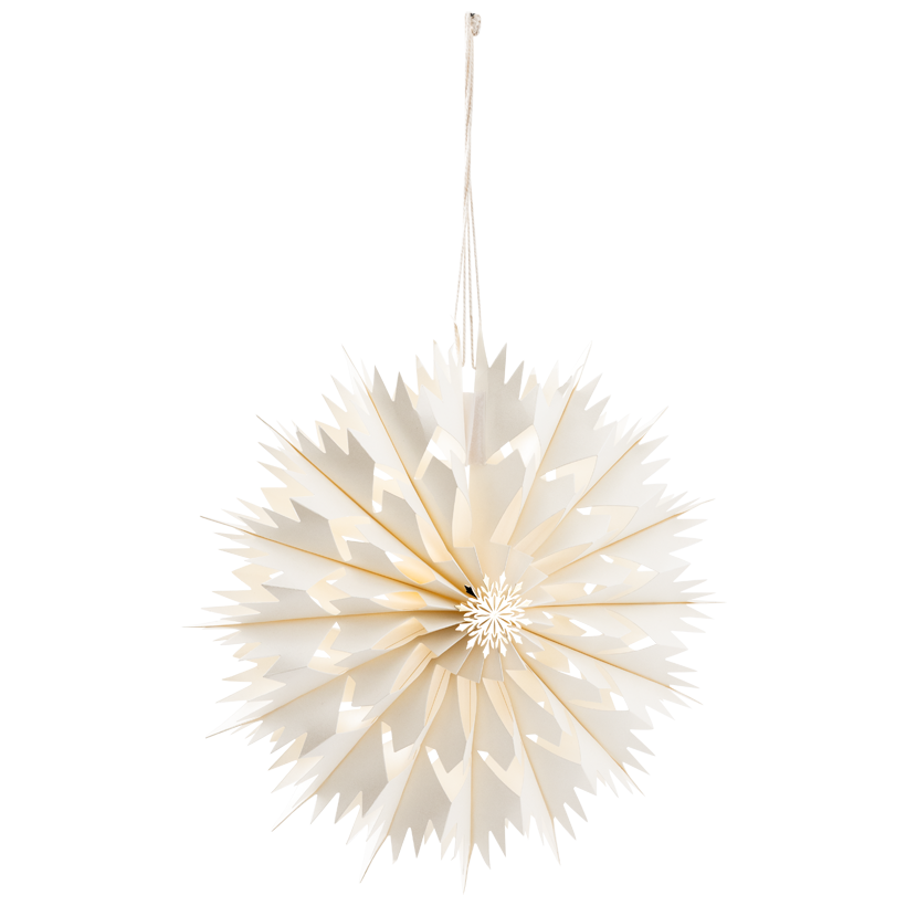 Snowflake, with metal star, Ø 40cm out of paper, foldable, with cord and Velcro strip
