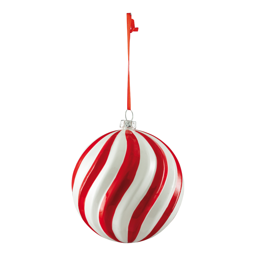 Ornament, Kugel, Ø 10cm aus Kunststoff, wellenförmig, mit Hänger
