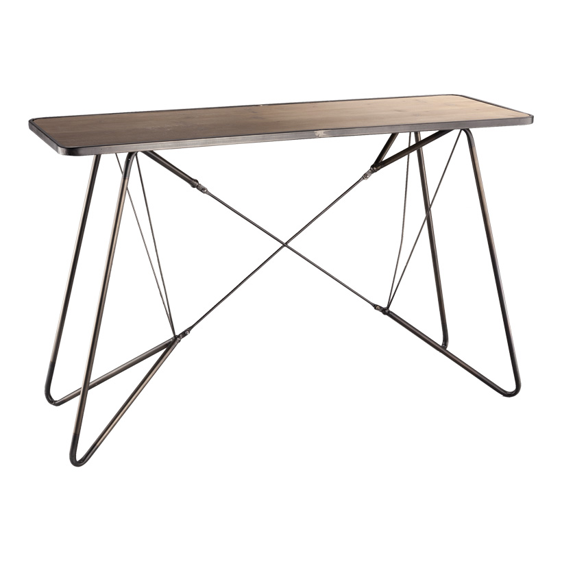 Table en métal 120x40x76cm pliable, avec plateau en bois