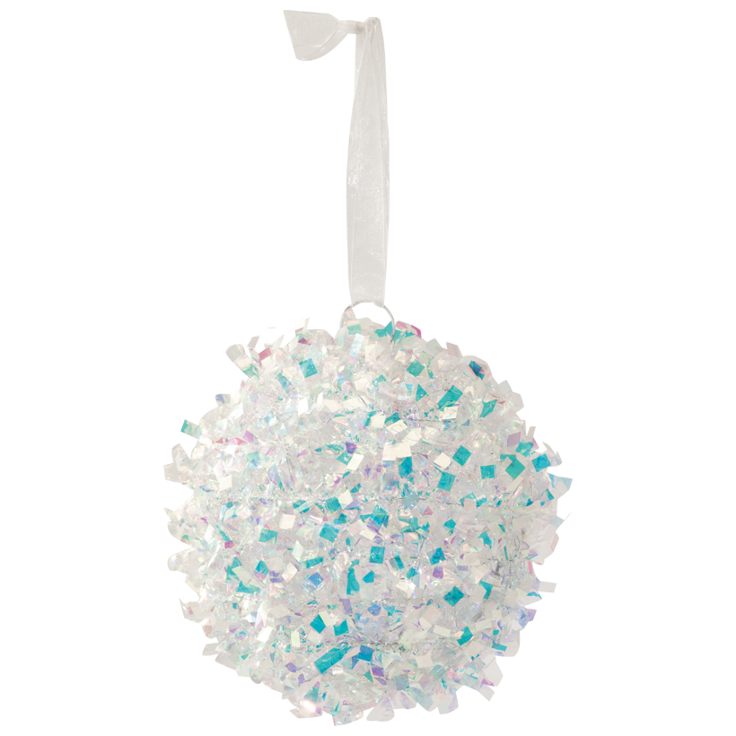 Ball, Ø 15cm out of tinsel and metal, with hanger