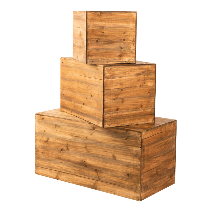 Podest, L: 80x40x40cm, M: 60x35x35cm, S: 40x30x30cm 3 Stück im Satz, aus Holz, ineinander passend
